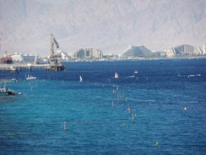 Eilat line of hotels on the shore