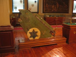 A part of an Israeli aircraft shot down during on of the wars presented in the museum in Cairo citadel