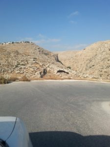 11162013-01 Upper Wadi Canyon in the distance. You can see the steep curves in the road that goes down to the valley. Wadi Qelt