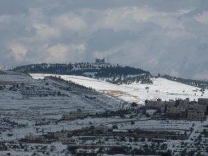 02222015-03 Looking East -Nabi Samwil, The Grave of the prophet Samuel, North of Jerusalem. - Snow