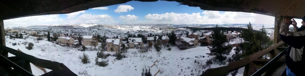 02222015-14 Looking East - from Ramallah, On the North (left) to the South of Jerusalem (right). - Snow