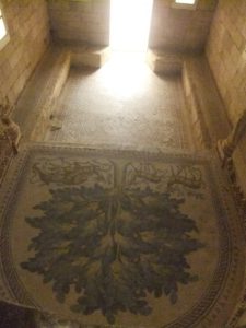 The mosaic in the bath house, and the columns of the bath house - Jericho