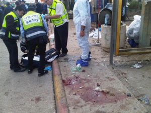 ZAKA people "cleaning" the area - Terror attack