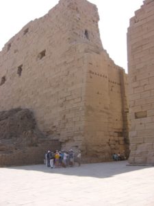 The entrance to Luxor temple - look how thick the walls are! - backpacker