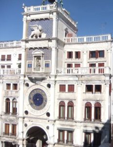 The clock tower at Piazza San Marco