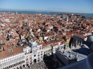 A view north at Venice from the top of St Mark's Campanile