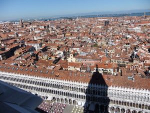 A view north at Venice from the top of St Mark's Campanile