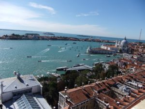 A view south at Venice from the top of St Mark's Campanile