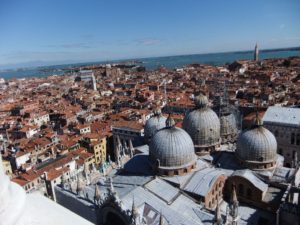 A view south at Venice from the top of St Mark's Campanile