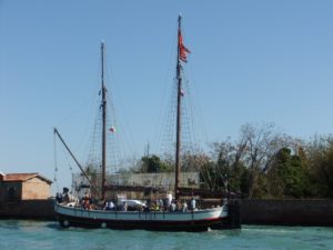 Buildings and old fashiond ship in the Venetian Lagoon - Ghetto