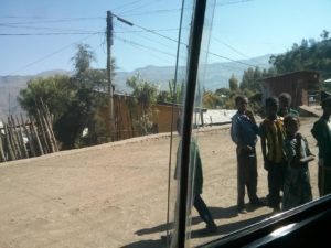 Kids outside the van that drove me to Lalibela from the airport - hungry