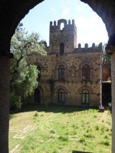 Eigth building - Iyasu's castle (Birhan Seghed Kuregna Iyasu Anditegie Mintiwab's) (ruled between 1730-1755) - from outside. It is now used as the site offices. - Fasil Ghebbi