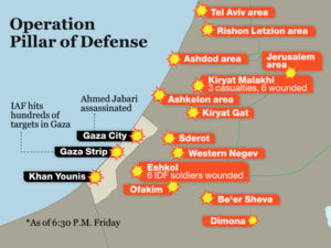 Areas under fire - includes Tel-Aviv and Jerusalem