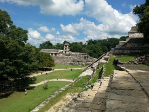 09192014-01 Palenque -  A view to the palace from the top of the Temple of skulls.