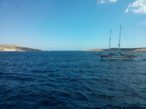 Another cruise boat on the way to Comino