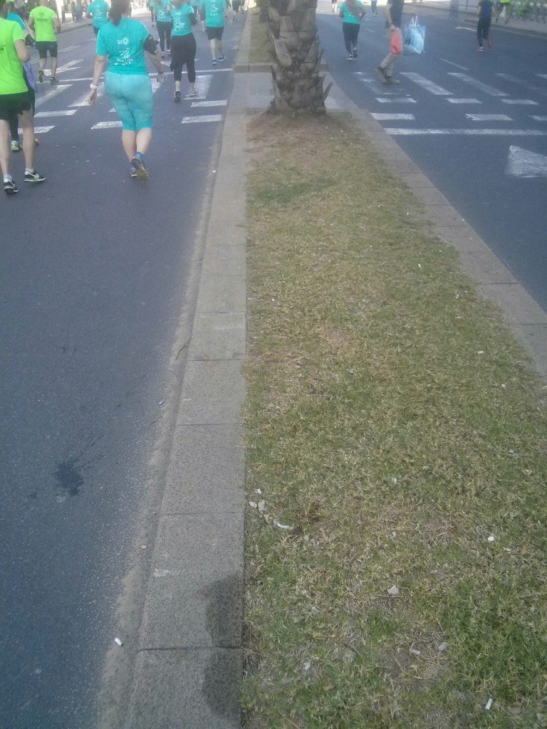 That is how I pass other runners: On the sidewalk or on the traffic island