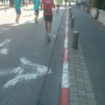 That is how I pass other runners: On the sidewalk or on the traffic island