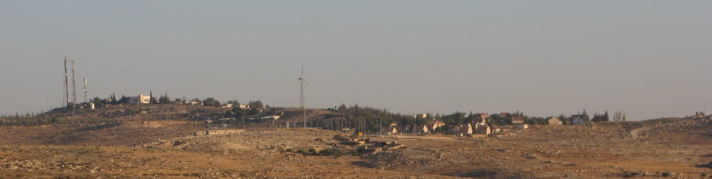 On the middle of the pic is the wind turbines of Yatir. (Source: Wikipedia)