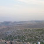 Looking east from the settlement of Carmel on the edge of the desert and the Mountains of Jordan