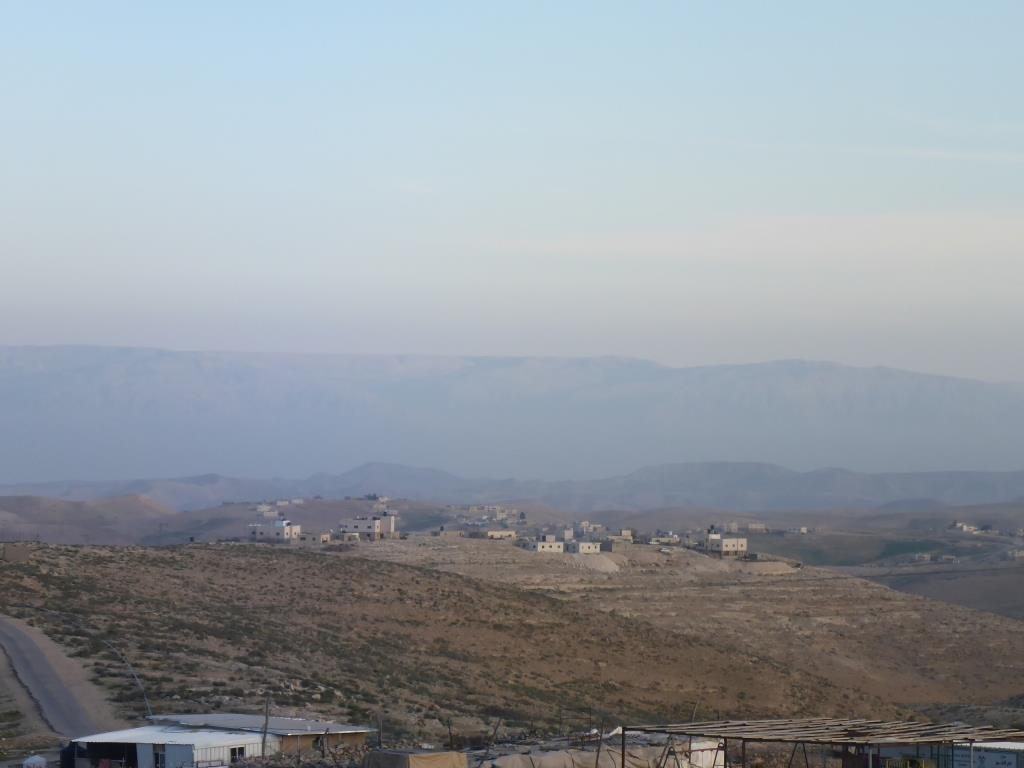 Looking east from the settlement of Carmel on the edge of the desert and the Mountains of Jordan