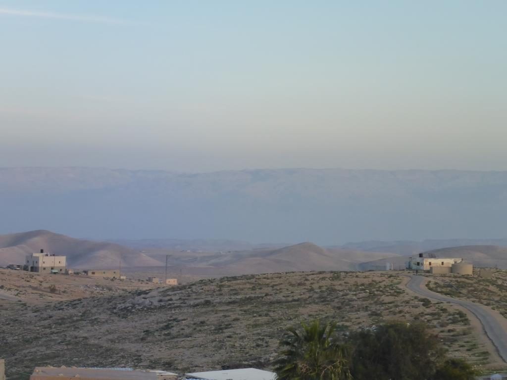 Looking east from the settlement of Carmel on the edge of the desert and the Mountains of Jordan