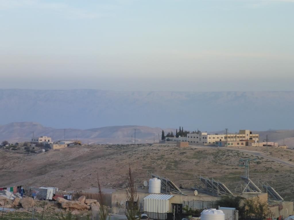 Looking east from the settlement of Carmel on the edge of the desert and the Mountains of Jordan