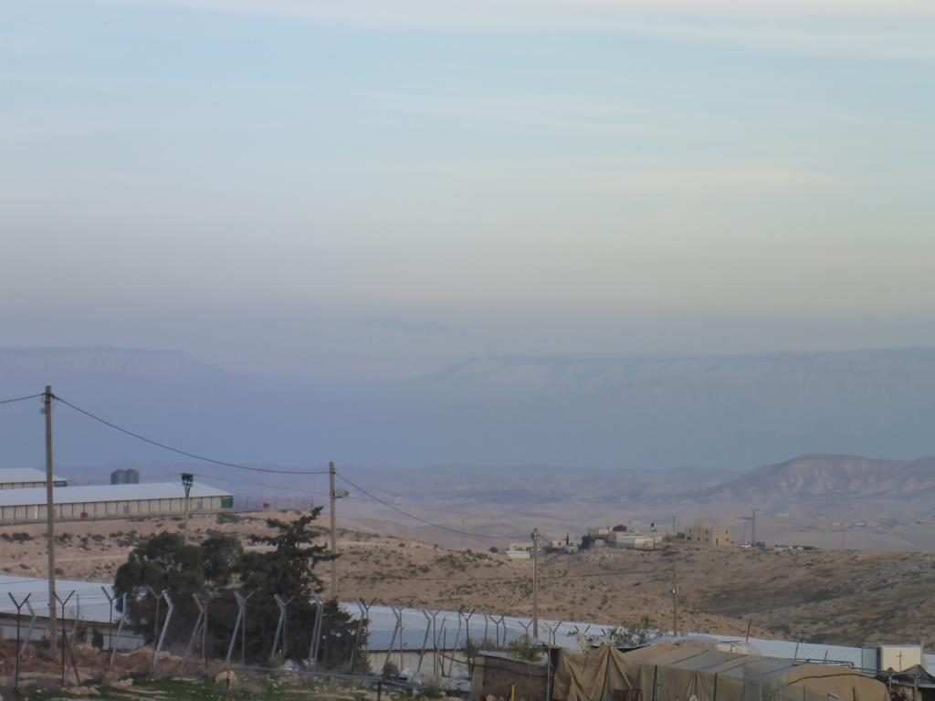 Looking east from the settlement of Carmel on the edge of the desert and the Mountains of Jordan