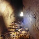 Going down the tunnel staircase of 93 stairs, leading to the spring. Unfortunately, it is full of rubbish - Tel Gibeon