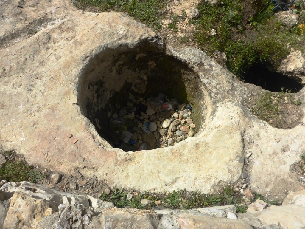 The winery cellars used to hold the jars of wine - Tel Gibeon