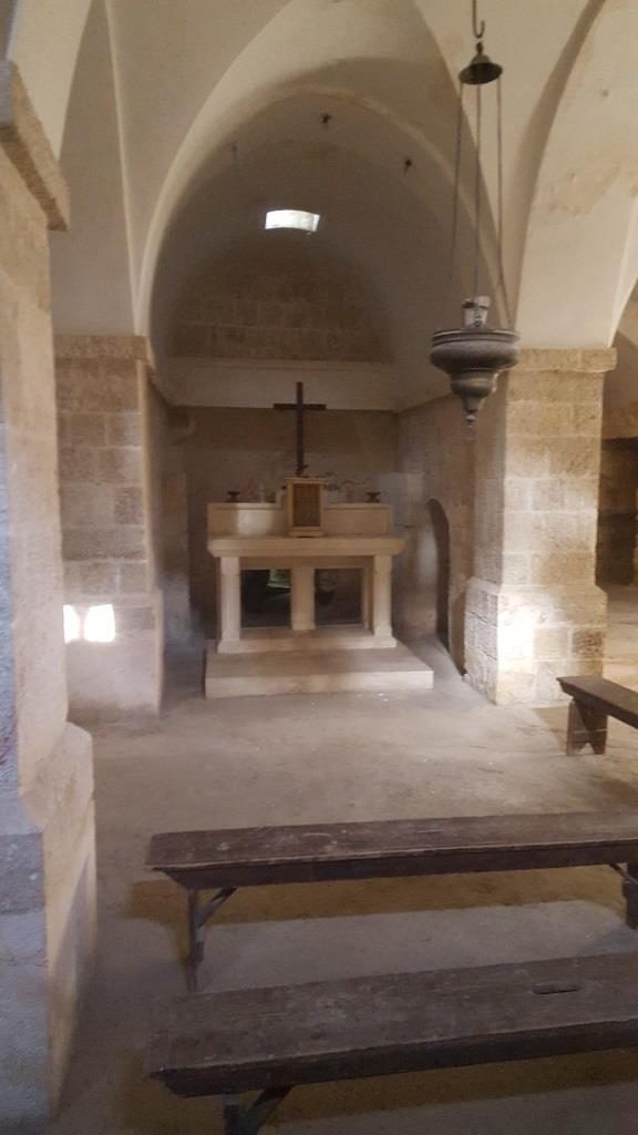 The altar in the modern hall in Burial caves in Saint-Étienne Basilica