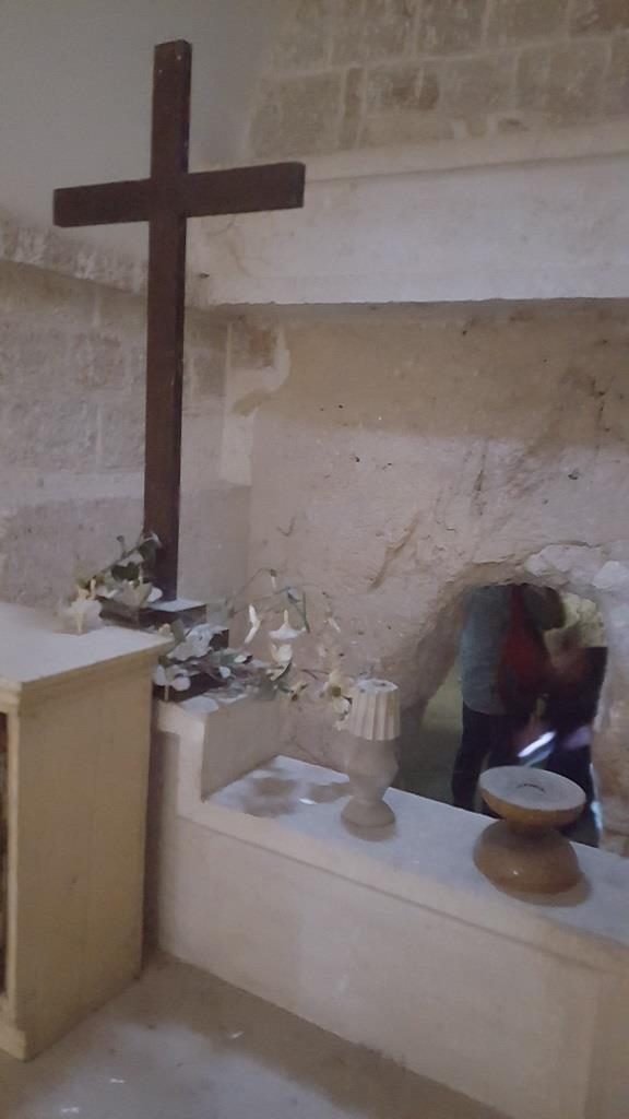 The altar in the modern hall in Burial caves in Saint-Étienne Basilica