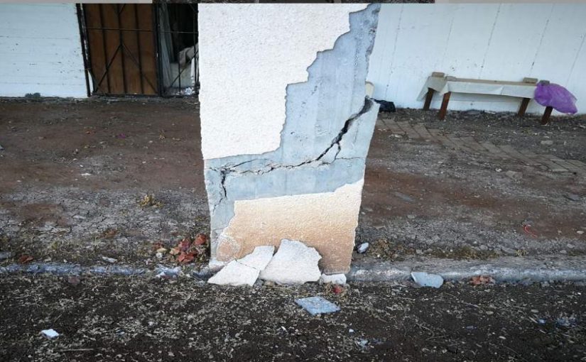 Damage to column in a building in Tiberias from hamal website - earthquake