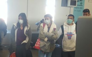 Passengers with masks - corona virus
