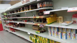 Empty shelfes in local supermarket - Coronavirus in Israel