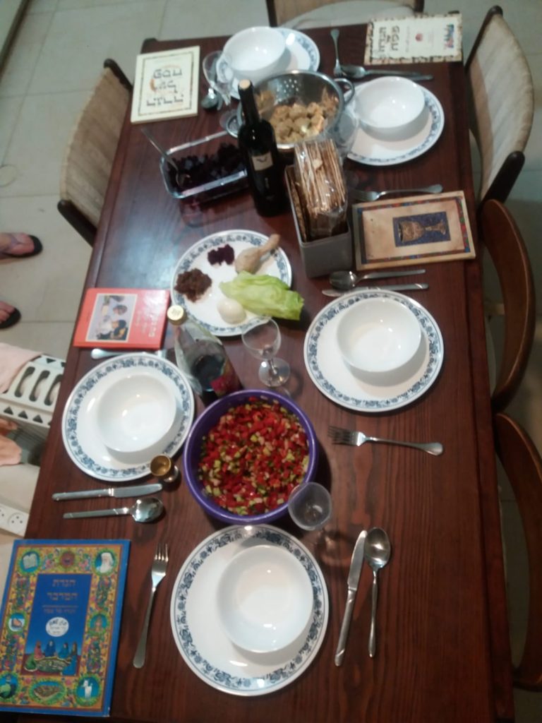 How all the family Passover Seder tables looked like, each couple celebrating by its own - 2 - Passover Seder