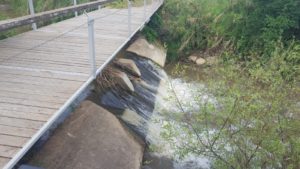 The new concrete bridge on the Yarkon river. The original dam was on top of the picture (1 on the map) - Ten Mills