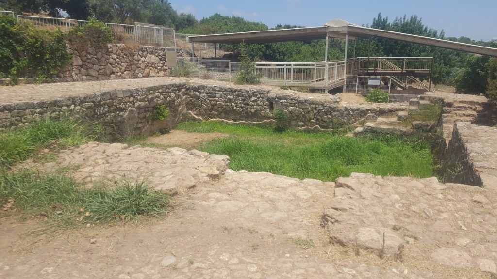 The pool, from the British Mandate time, was meant to hold the water for the above Beit Khouri