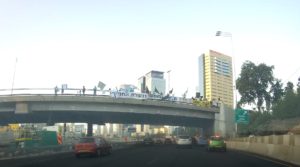 At Yitzak Sade bridge - black flags