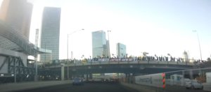 At HaShalom interchange  - black flags