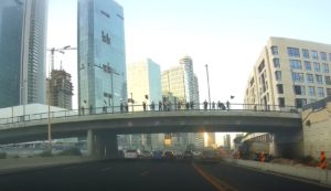 At Nehalat Yitzhak bridge  - black flags