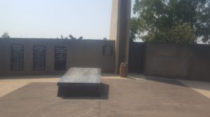 The monument yard with black boards with the names of fallen soldiers of the brigade