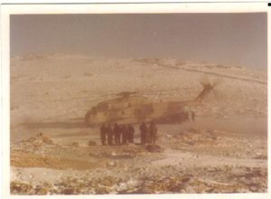 An Helicopter rescuing the rescuing team send to the Summit of the Hermon