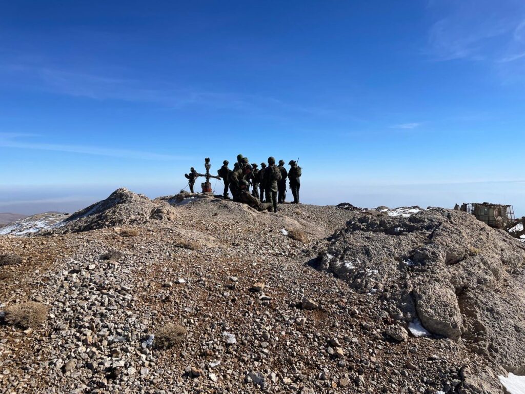 IDF solier near the cross on top of the mountain (Source: IDF spokerman)