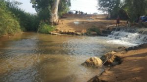 The waterfall from right (Yarkon river) and on the left is Qana stream - Yarkon waterfall