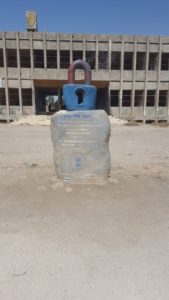 A memorial for Eli Cohen (Point #8 in Eli Cohen trail). The lock marks that Eli managed to unlock all the Syrians secrets - The headquarters building of the Syrian forces on Golan heights