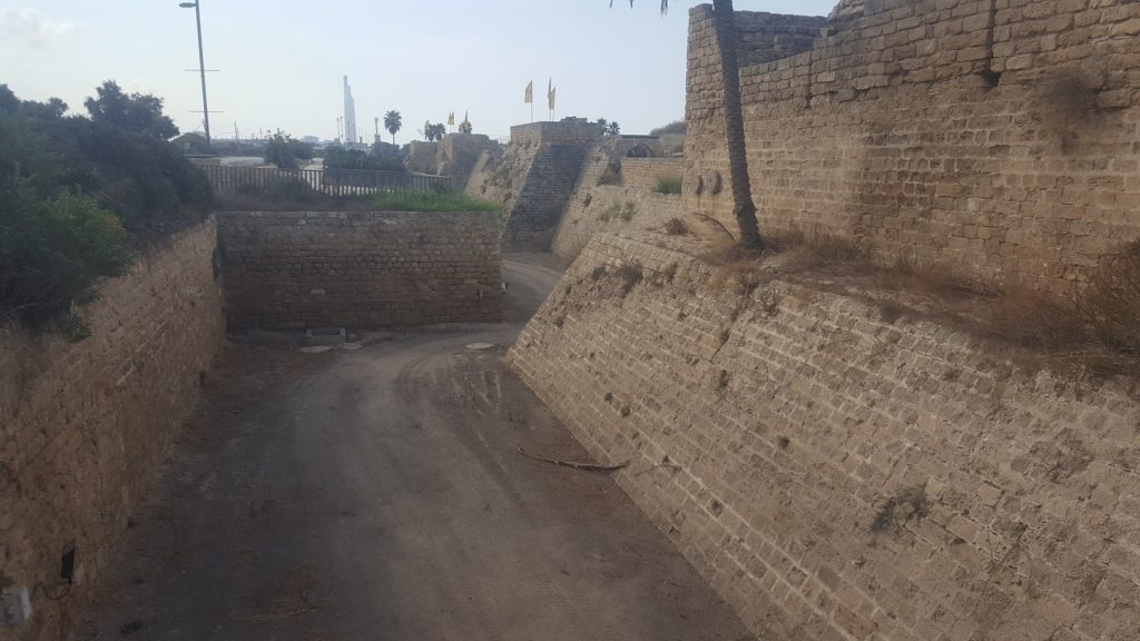 The middle time entrance gate and crusader fortifications - Caesarea