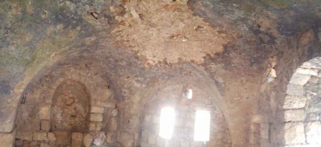 The old Arab house near Ein Mata, the roofs were rib vault - look on the thickness of it. The building is from crusades time and named Salvatio and was maned by . The main building was a church and the rest are farm houses.