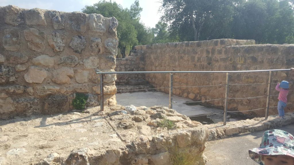 An Byzantine church ruins, probably part of a monastery, that host pilgrims on their way to Jerusalem and Bethlehem. The 4.2*10m mosaic of the main hall was uncovered on 2016. It was ruined in ancient times by people against the images of human on public space. It was been ruined after been uncovered by ultra rebellious who are against archeological diggings. On the east there is a small crypt. The walls are from the Ottoman time building that stood here. - Hanut