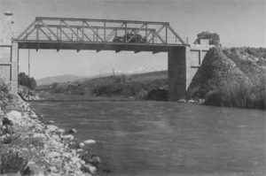 The new British bridge, blown up on 1946, and replaced by the two Bailey bridges - Bnot Ya'akov