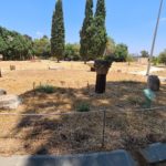 The Cardo meets the fortress, Along the Cardo and the columns heads that were found here - Tel Afek